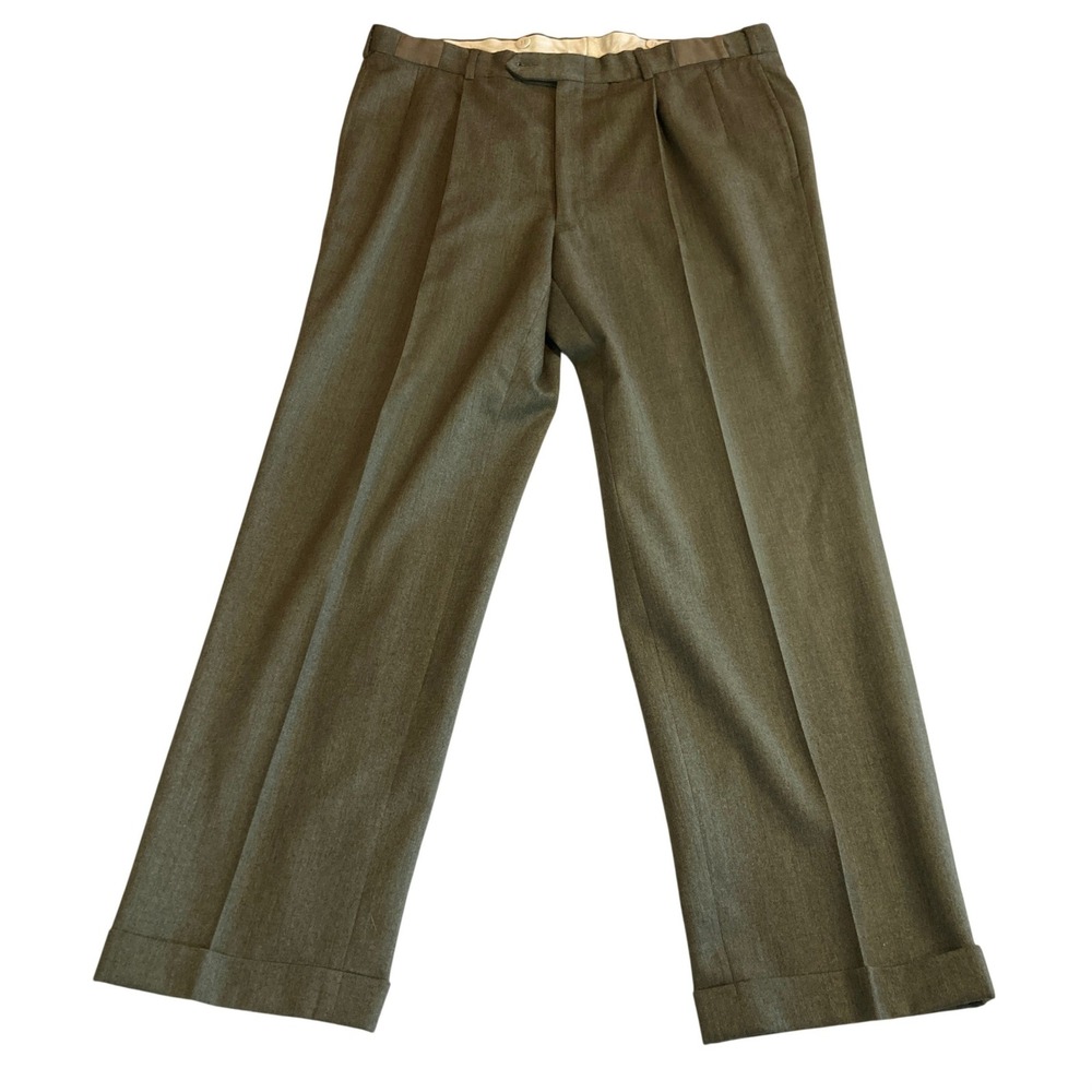 Vintage Polo University Club Pants Pleated Men 36x30 Wool Dark Green